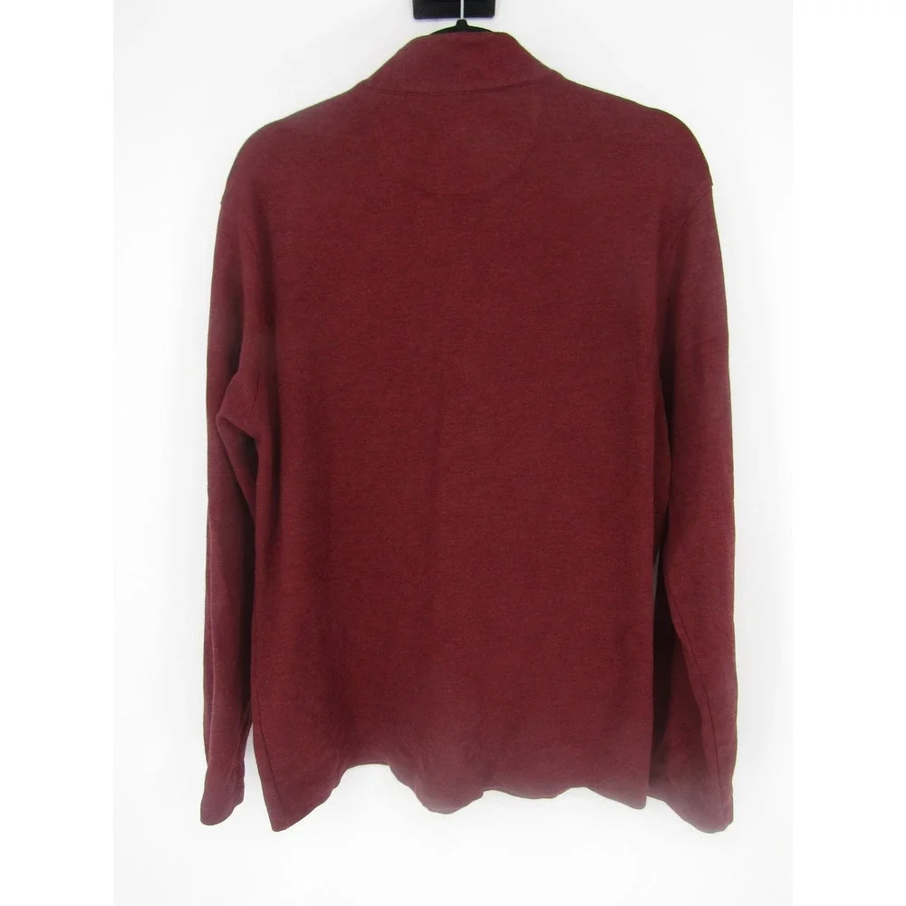 Mizzen+Main Quarter Zip Pullover Mens L Burgundy Heathered Performance Mock Neck